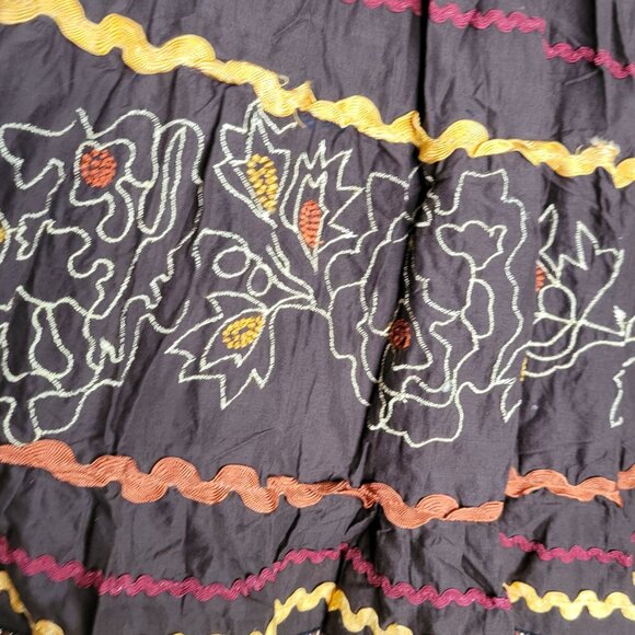 Vintage Ren Fair Peasant Gypsy Y2K Maxi Boho Skirt Embroidered Floral Hippie - Picture 8 of 10